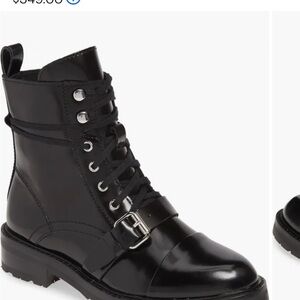 All Saints Black Leather Lace-Up Combat Boot